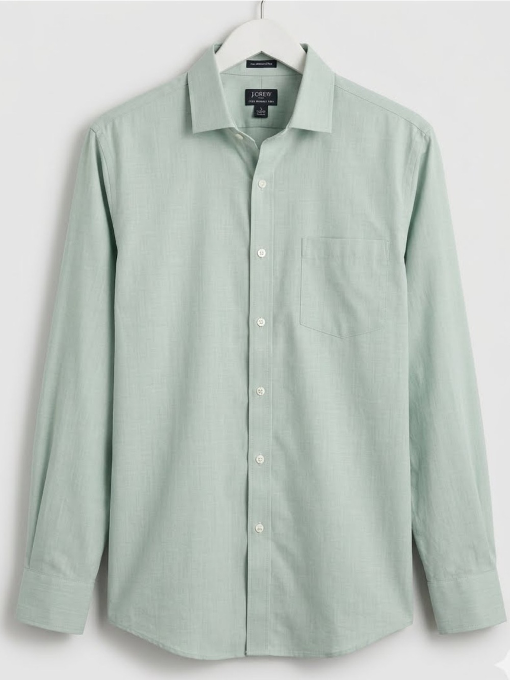 J. Crew Men's Light Sage Green Long-Sleeve Button-Up Shirt - closet staple